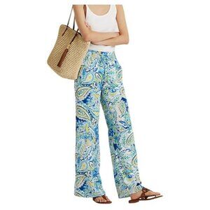 Lauren Ralph Lauren Womens XS Paisley Print Wide Leg Pants Blue Multi